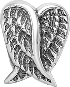 Sterling Silver 925 Heart Shaped Wings Bead with Antiqued Finish
