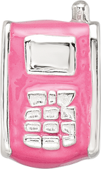 Sterling Silver 925 Kids Enameled Pink Cell Phone Bead Polished Finish