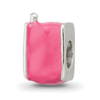 Sterling Silver 925 Kids Enameled Pink Cell Phone Bead Polished Finish