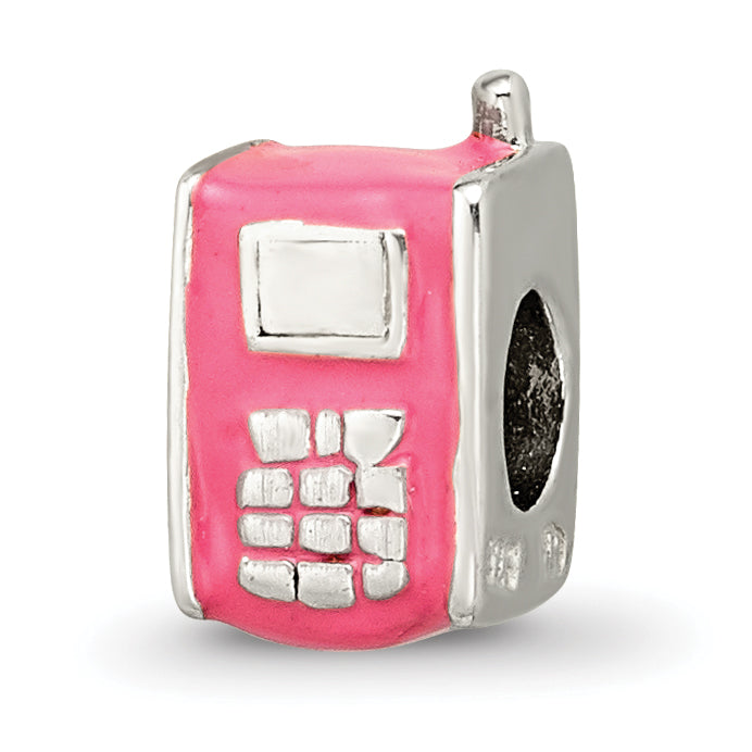 Sterling Silver Reflections Kids Enameled Pink Cell Phone Bead Main image