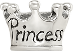 Sterling Silver 925 Kids Princess Crown Bead with Antiqued Finish