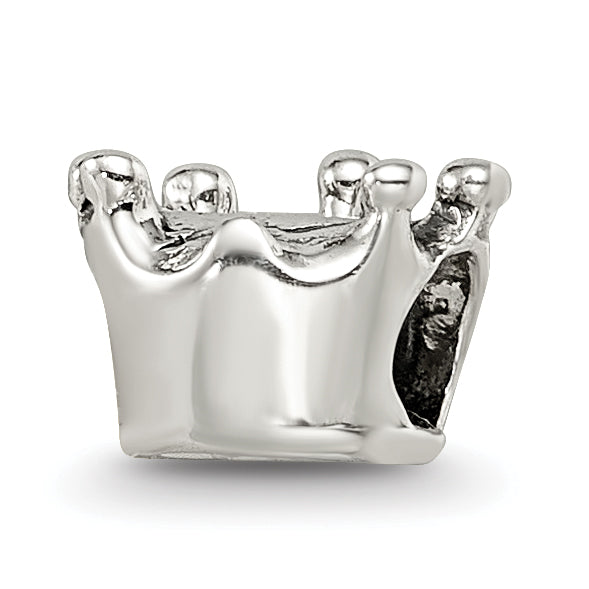 Sterling Silver 925 Kids Princess Crown Bead with Antiqued Finish