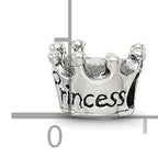 Sterling Silver 925 Kids Princess Crown Bead with Antiqued Finish
