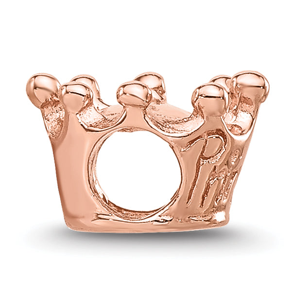 Sterling Silver Reflections Rose Gold-plated Princess Crown Kids Bead