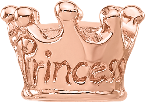 Sterling Silver Reflections Rose Gold-plated Princess Crown Kids Bead