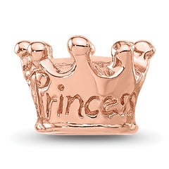 Sterling Silver Reflections Rose Gold-plated Princess Crown Kids Bead