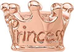 Sterling Silver Reflections Rose Gold-plated Princess Crown Kids Bead