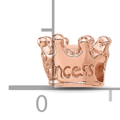 Sterling Silver Reflections Rose Gold-plated Princess Crown Kids Bead