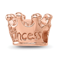 Sterling Silver Reflections Rose Gold-plated Princess Crown Kids Bead