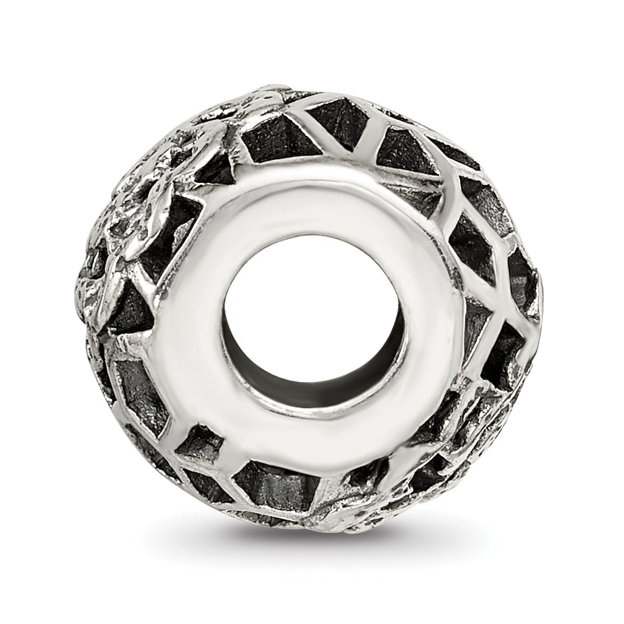 Sterling Silver 925 Bali Flower Bead with Antiqued Finish Elegant Solid Design Secondary image