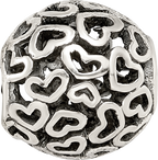 Sterling Silver 925 Bali Heart Bead with Antiqued Finish 10mm