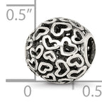 Sterling Silver 925 Bali Heart Bead with Antiqued Finish 10mm