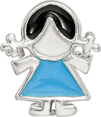 Sterling Silver 925 Enameled Blue Dress Girl Bead Vintage-Inspired Gift