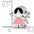Sophia Jewelers Sterling Silver 925 Girl Bead with Pink Enameled Dress
