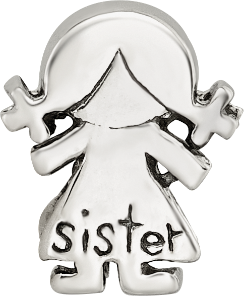 Sterling Silver 925 Little Sister Bead with Polished Finish Solid Charm