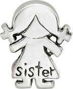 Sterling Silver 925 Little Sister Bead with Polished Finish Solid Charm