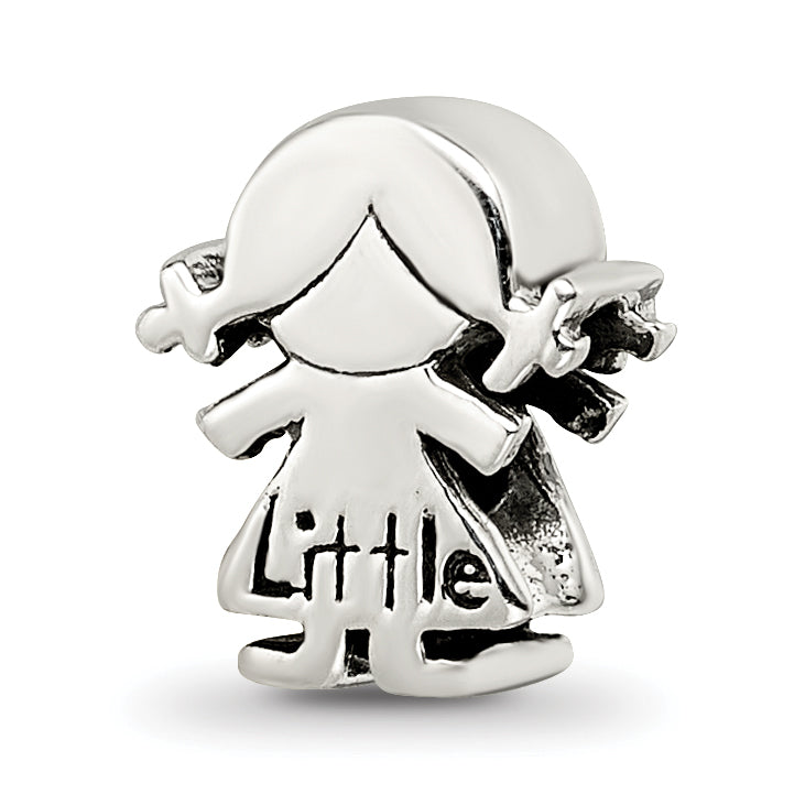 Sterling Silver 925 Little Sister Bead with Polished Finish Solid Charm