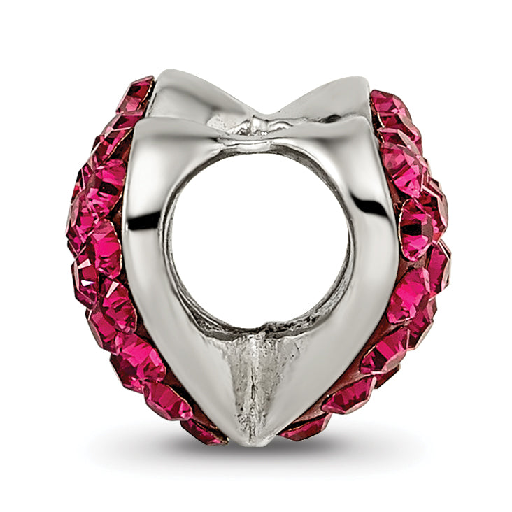 Sophia Jewelers Sterling Silver Red Crystal Heart Bead, Polished Finish, Elegant Design Secondary image