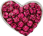 Sophia Jewelers Sterling Silver Red Crystal Heart Bead, Polished Finish, Elegant Design