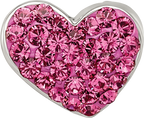 Sterling Silver 925 Pink Crystal Heart Bead with Polished Finish