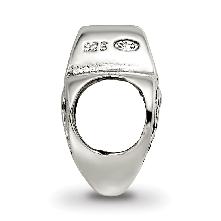 Sterling Silver 925 Polished Bead with Cutout Hearts Elegant Design