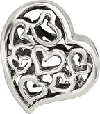 Sterling Silver 925 Polished Bead with Cutout Hearts Elegant Design