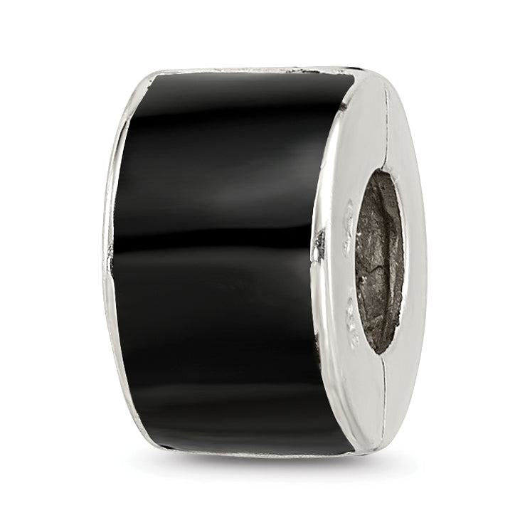 Sterling Silver 925 Black Preciosa Crystal Bead with Polished Finish