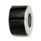 Sterling Silver 925 Black Preciosa Crystal Bead with Polished Finish