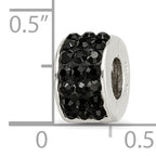 Sterling Silver 925 Black Preciosa Crystal Bead with Polished Finish