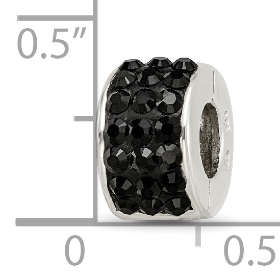 Sterling Silver 925 Black Preciosa Crystal Bead with Polished Finish