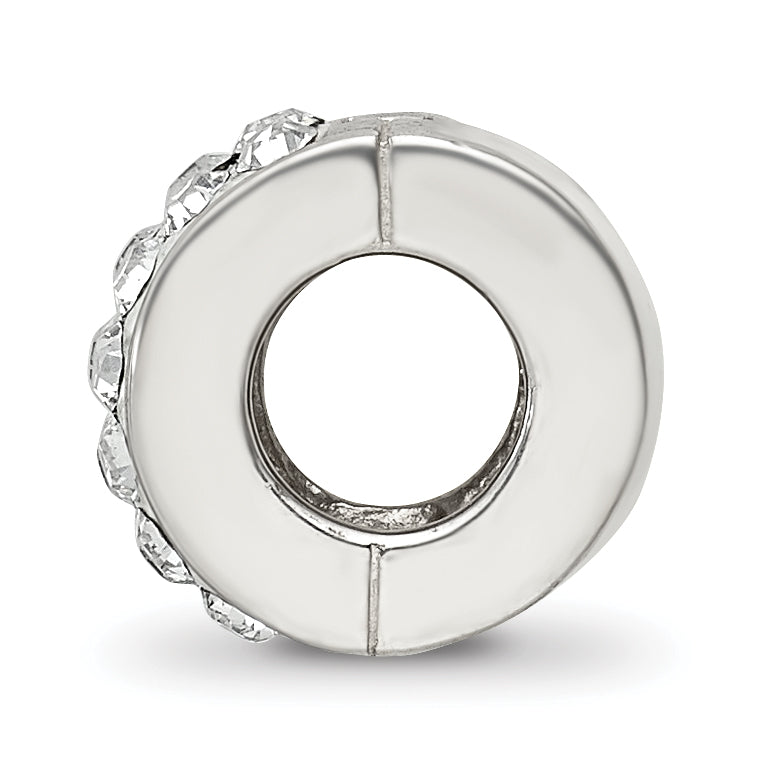 Sterling Silver 925 Bead with White Preciosa Crystal Polished Finish