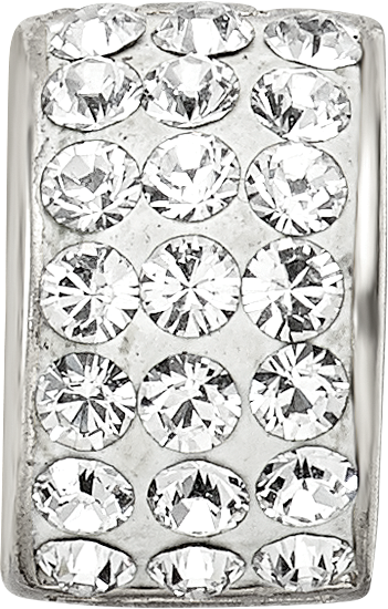 Sterling Silver 925 Bead with White Preciosa Crystal Polished Finish