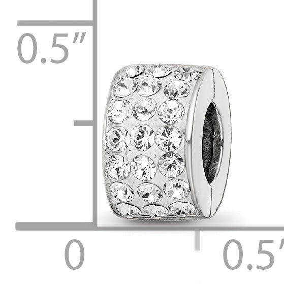 Sterling Silver 925 Bead with White Preciosa Crystal Polished Finish