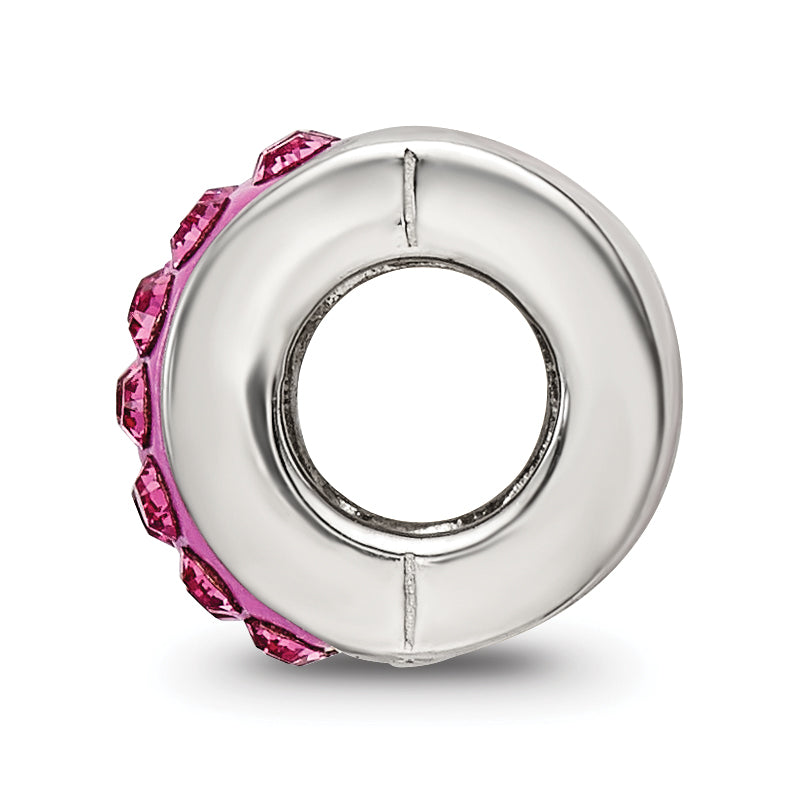 Sterling Silver 925 Pink Crystal Bead with Polished Finish Elegant Style Secondary image