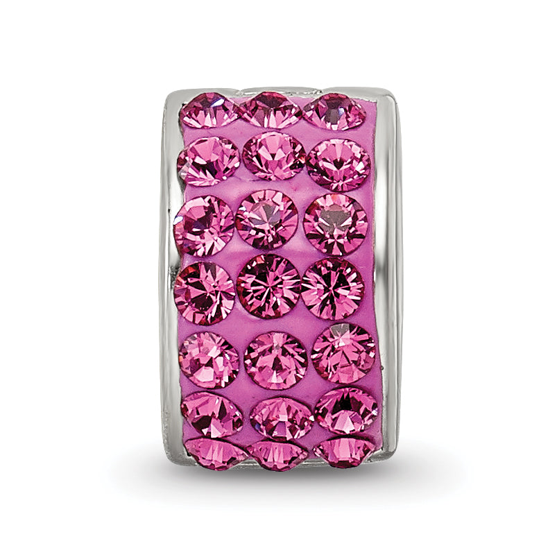 Sterling Silver 925 Pink Crystal Bead with Polished Finish Elegant Style