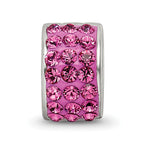 Sterling Silver 925 Pink Crystal Bead with Polished Finish Elegant Style