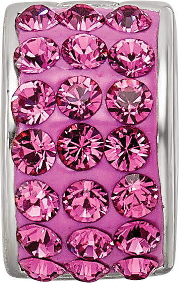 Sterling Silver 925 Pink Crystal Bead with Polished Finish Elegant Style
