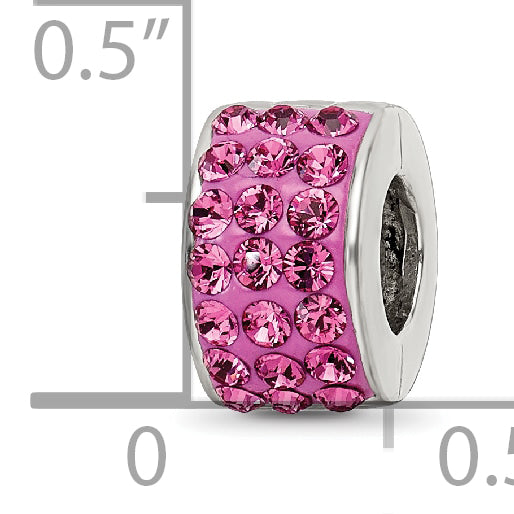 Sterling Silver 925 Pink Crystal Bead with Polished Finish Elegant Style