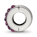 Sterling Silver 925 Bead with Polished Purple Crystal  Elegant and Refined