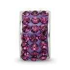 Sterling Silver 925 Bead with Polished Purple Crystal  Elegant and Refined