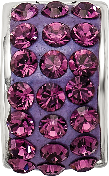 Sterling Silver 925 Bead with Polished Purple Crystal  Elegant and Refined
