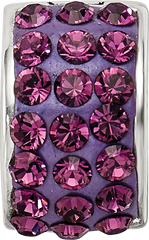 Sterling Silver 925 Bead with Polished Purple Crystal  Elegant and Refined