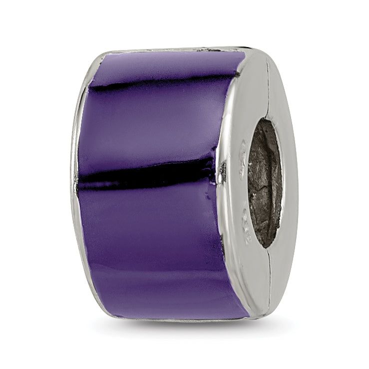 Sterling Silver 925 Bead with Polished Purple Crystal  Elegant and Refined
