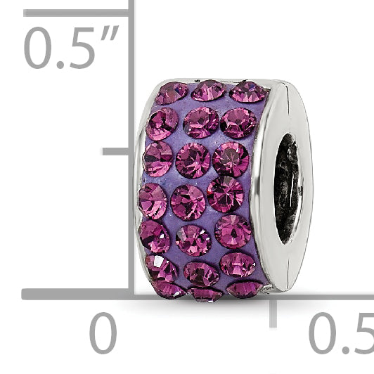 Sterling Silver 925 Bead with Polished Purple Crystal  Elegant and Refined