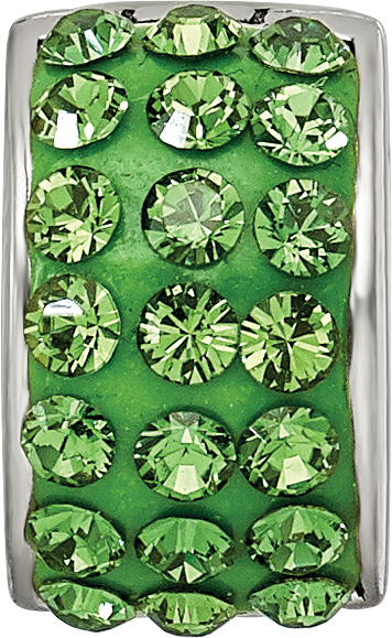 Sterling Silver 925 Green Preciosa Crystal Bead with Solid Casted Design