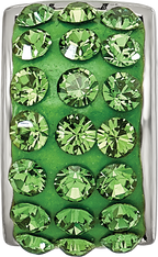 Sterling Silver 925 Green Preciosa Crystal Bead with Solid Casted Design