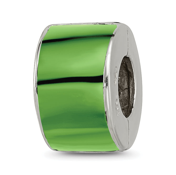 Sterling Silver 925 Green Preciosa Crystal Bead with Solid Casted Design