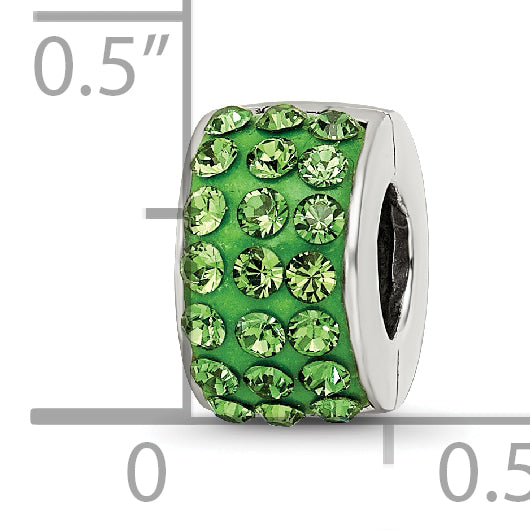 Sterling Silver 925 Green Preciosa Crystal Bead with Solid Casted Design