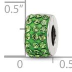 Sterling Silver 925 Green Preciosa Crystal Bead with Solid Casted Design