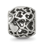 Sterling Silver 925 Antiqued Hearts Bali Bead Solid Vintage Design